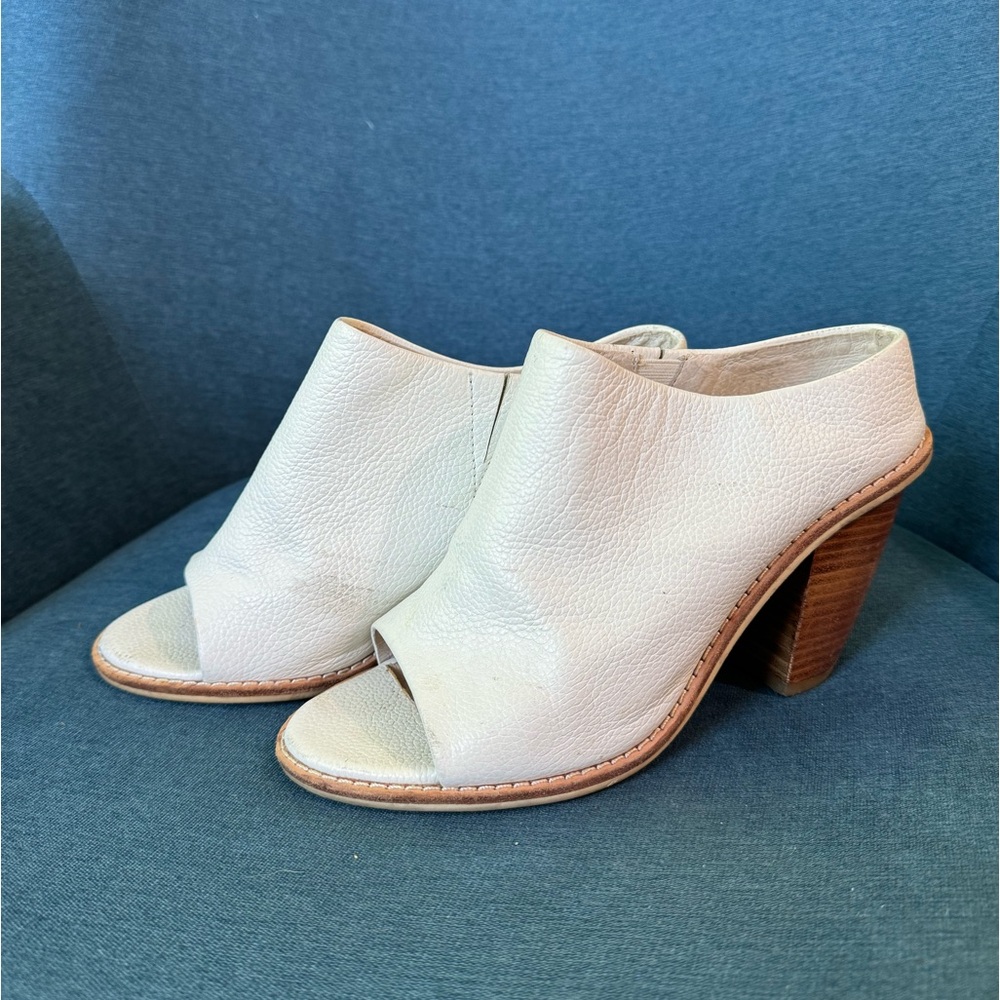 Sole Society White Leather Mules